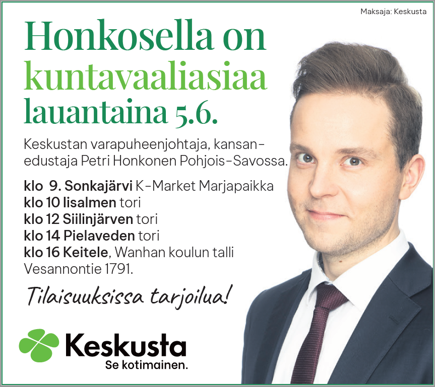 Keskustan Vaalikiertueella Vpj. Petri Honkonen - Pohjois-Savon Keskusta